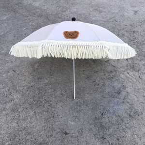 Sombrilla para Cochecito <span class=keywords><strong>de</strong></span> Bebé, Entrega Rápida, 8 Varillas, Rotación <span class=keywords><strong>de</strong></span> 360°, Abrazadera con Borlas y Estampado <span class=keywords><strong>de</strong></span> Oso, para Uso en Exteriores - Product Image 6