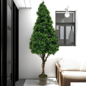 Planta Artificial Resistente para Exteriores, Decoración de Árbol de Olivo de Seda Artificial, Bonsái de Pino Falso, <span class=keywords><strong>Cedro</strong></span>, Boj en Espiral - Product Image 6
