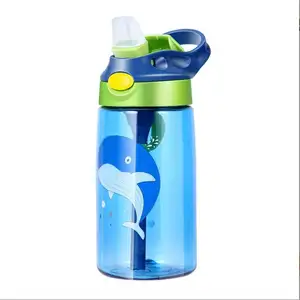 Benutzer definierte Logo-Karikatur Nette Kinder wandern Wasser flasche mit Bild bpa kostenlose Kinder Plastik getränke flasche