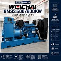 Groupe électrogène diesel Weichai 500 kW avec boîtier insonorisé - Automatisé, cuivre pur, pleine puissance, alimenté par un moteur diesel 6M33D633