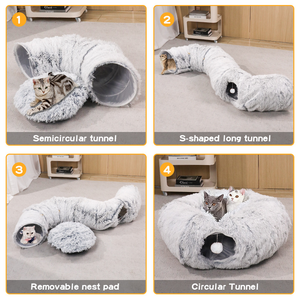 Winterkattentunnel, langharig kattenbed voor het warm houden van huisdieren, opvouwbaar kattenbed - Product Image 4