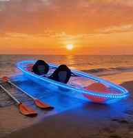 Kayak Transparente para 2 Personas con Luces LED para Paseo Nocturno en Resort, Bote de Cristal