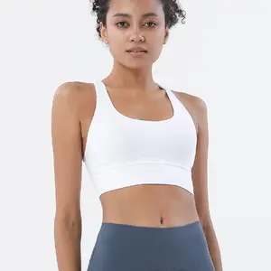 Benutzer definierte Logo Frauen Riemchen rücken frei gepolstert Sport-BH Yoga Tank Top Gym Tops für Damen