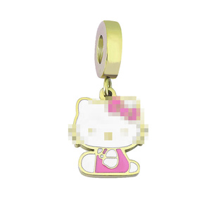 HB902 Abalorios Colgantes de Acero Inoxidable con Diseño de Anime y Dibujos Animados, Colgante Esmaltado de Hello Kitty y Mickey con Orificio Grande, Charm para Pulseras DIY y Joyería - Product Image 5