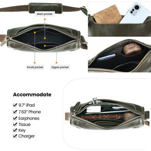 奢华男士真皮复古斜挎包定制带标志便携小夏季时尚斜挎包 - Product Image 4