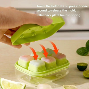 Bac à glaçons en silicone de qualité alimentaire avec couvercle - Anti-fuite, fabrication de glaçons facile, mini moule à glaçons carrés pour congélateur, bar à domicile, <span class=keywords><strong>cuisine</strong></span> - Product Image 3