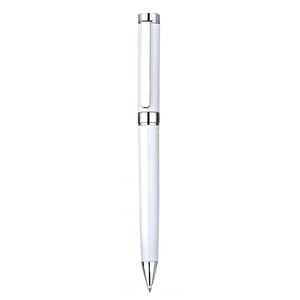 Penne a Sfera Cromate/Bianche Lucide in Metallo, Articoli Promozionali Aziendali, Novità con Piume, Varietà di Materiali e Forme - Product Image 1