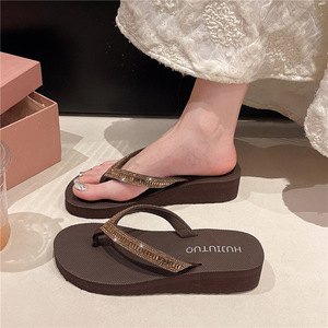 Nouvelles sandales de plage 2026 pour femmes – Tongs compensées à plateforme avec strass, idéales pour l'été et la plage - Product Image 1