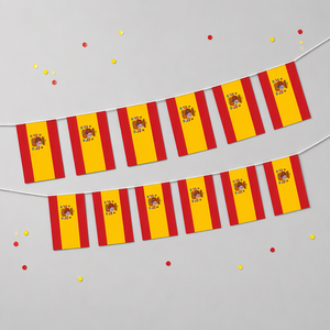 Drapeau à cordes espagnol 14*21cm en polyester imprimé UV, imperméable et écologique – Vente en gros à chaud - Product Image 1
