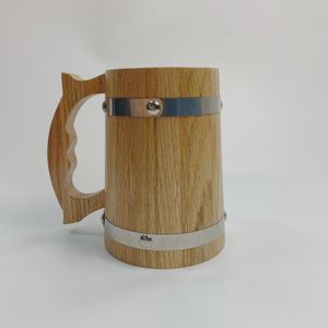 Tasse à bière classique en <span class=keywords><strong>bois</strong></span> de chêne écologique avec conception de poignée de boisson de voyage de taille personnalisée en acier inoxydable pour le thé en vente - Product Image 3