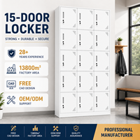 Casier en acier à 15 portes avec serrure à clé, armoire de rangement pour employés, gymnases, écoles, dortoirs, bureaux, objets personnels, OEM ODM, fourniture directe d'usine