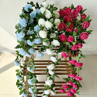 Ornement mural en fleurs artificielles de pivoine réalistes en soie, idéal pour la décoration d'hôtels, centres commerciaux et maisons, vente en gros