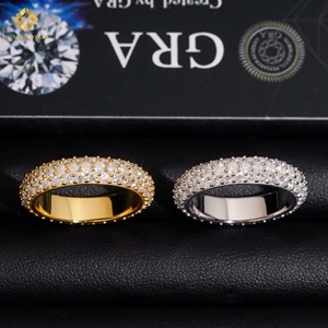 Drop Shipping Luxury 925 <b>Silver</b> Unisex Iced Out 3Rows VVS1 D Round Moissanite Diamond Band <b>Men</b> Cuban <b>Ring</b> - Product Image 6