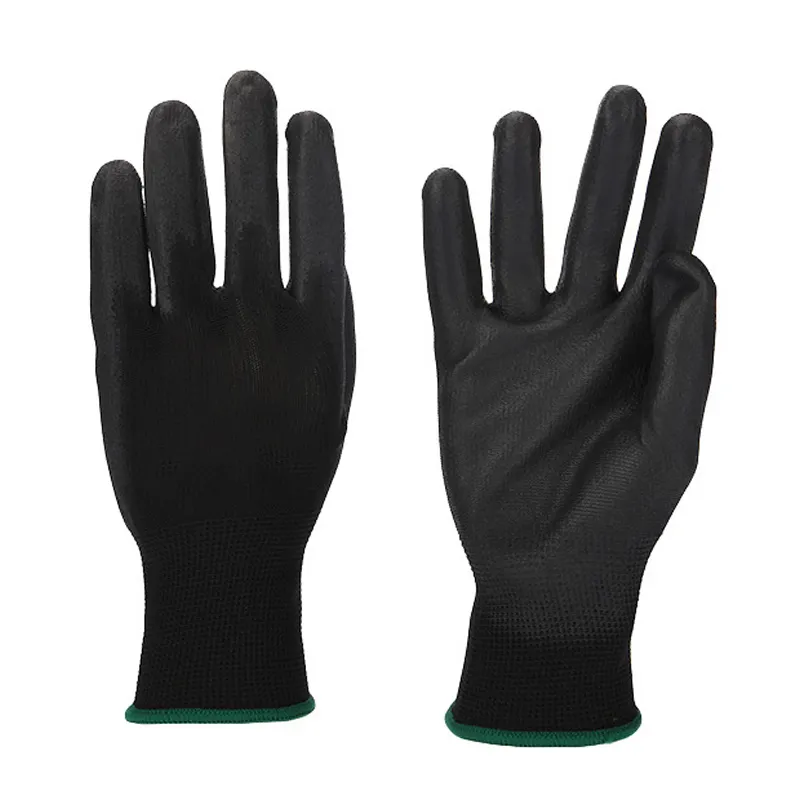 Gants de jardin durables en nylon léger doublure en polyester revêtement de paume en PU imperméable antistatique gants enduits de PU