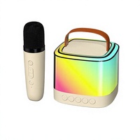 Karaoke-Lautsprecher für Kinder, tragbarer Mini-Outdoor-Lautsprecher mit RGB-LED-Beleuchtung für 5.1 2 Handmikrofone, eingebauter Akku
