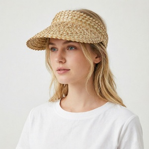 Custom Natural Wide Brim Floppy Hats Open Top Sun Visor Hat for Women Jagged Edge UV Sun Protection Straw Beach Sun Cap - Product Image 3