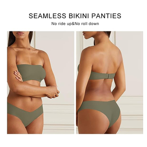 Nouveau Design Sous-Vêtements Confortable Taille Basse Doux Mince Anneau Rond Glace Soie Sans Trace Sans Couture Une Pièce Culotte Strings Femmes - Product Image 4