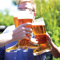 Chopes à bière en verre soufflé à la main, style classique, forme botte, transparentes, élégantes, multi-tailles, style allemand