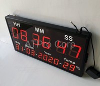 Horloges numériques industrielles modernes, panneau d'affichage de l'heure résistant à la corrosion, écran LED haute luminosité, plastique ABS durable