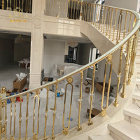 Escalier Meixi haut de gamme sur mesure, garde-corps moderne en aluminium, balustres en verre, colonnes en laiton massif motif tournesol, pour escalier résidentiel 1
