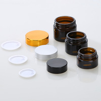 Pot en verre ambré personnalisé de 30 g résistant aux UV, pot de crème cosmétique avec capuchon en plastique ABS, capuchon doré, pot de crème pour le visage de 50 g, impression sur écran