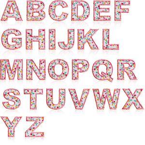 Nouveaux patchs thermocollants exquis de 5,3 cm avec motif floral rose, bleu et blanc, lettres imprimées pour la décoration de vêtements et de chapeaux - Product Image 3