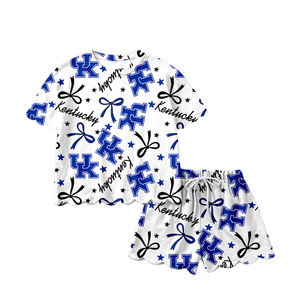 Conjuntos de Ropa para Niñas RTS Boutique, Diseños Nuevos del Equipo de Fútbol Universitario, Shorts con Borde Festoneado, Ropa de Verano para Niños - Product Image 4