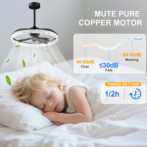 Ventilateur de plafond 23,6'' avec lumière, télécommande APP, 6 vitesses, LED réversible et à intensité variable, élégant ventilateur de plafond en cristal pour chambre à coucher et salon - Product Image 3