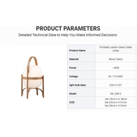 Vente en gros de lampe de table lanterne portable cadre en bois scandinave abat-jour à capsule en verre pour salon moderne hôtel patio ambiant