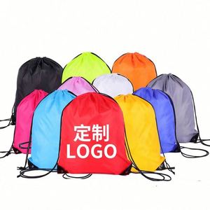 Nylon Waterproof <b>Drawstring</b> Bag Custom logo Polyester Custom <b>Backpack</b> Fitness Exercise <b>Drawstring</b> Bag with logo - Product Image 1