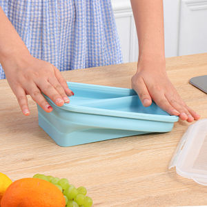 Juego de 4 cajas Bento de platino sin BPA, contenedor plegable de silicona <span class=keywords><strong>para</strong></span> almacenamiento de alimentos, fiambreras plegables portátiles <span class=keywords><strong>para</strong></span> el trabajo escolar - Product Image 2