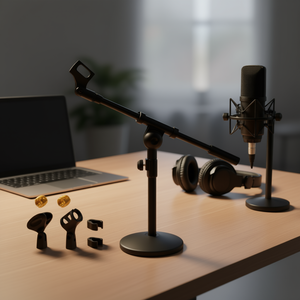 Soporte de micrófono de escritorio con base redonda de 5 núcleos, soporte universal para micrófono de escritorio, soporte de mesa para grabación de audio profesional - Product Image 2