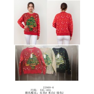 Maglione natalizio festivo da donna con Design ad albero in vari colori Plus Size-XXL a 6XL - Product Image 1