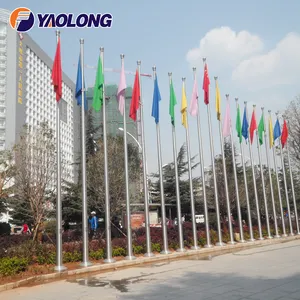 Tiang Bendera Baja Tahan Karat Runcing 304 Luar Ruangan Tiang Bendera Aluminium 6063 dengan Bendera 10M 20M 30M 40M 50M