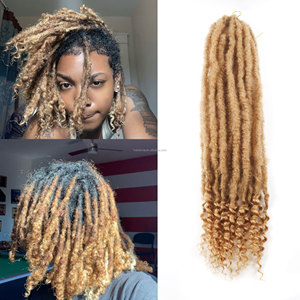 Boho <strong>Box</strong> <strong>Braids</strong> Locs Pre Looped Instant <strong>Dreadlocks</strong> Crochet Hair Synthetic Braiding Hair With Human Hair Curls - Product Image 1