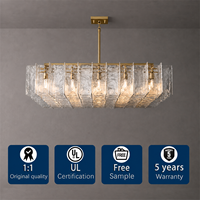 Lustre de plafond rectangulaire moderne en verre brosse effet glace pilée, luminaire suspendu pour îlot de cuisine, salle à manger, hôtel, bar, hall d'entrée