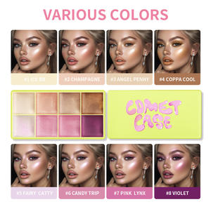 Palet Highlighter 8 Warna Lakerain, Palet Kontur Wajah dan Mata, Bedak High-gloss, Makeup Pencerah - Product Image 2