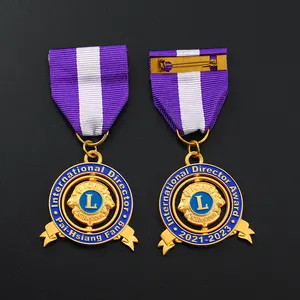 Custom Metal Soft Enamel International Gold Rotary Medallion