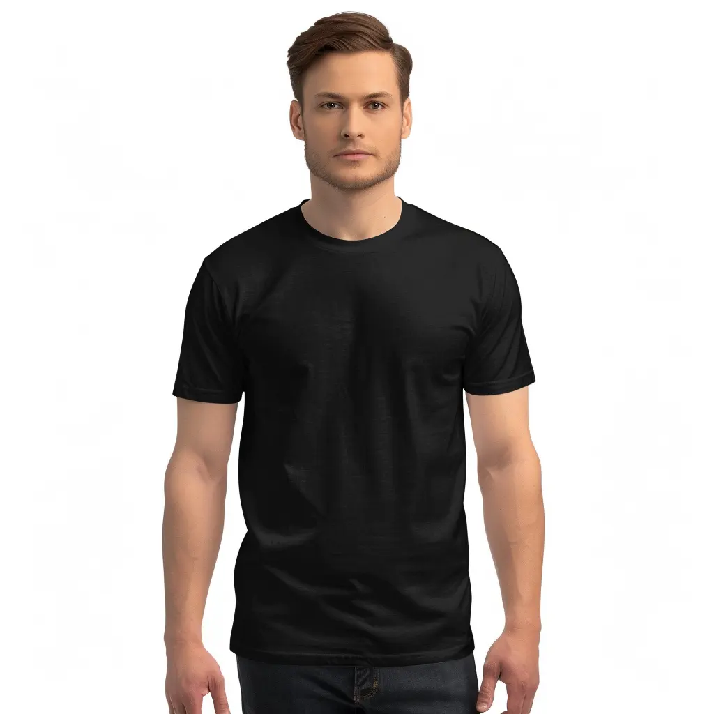 Custom printing high quality 100 cotton men's black t shirt with logo