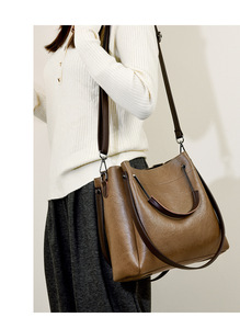 High Capacity Hot Sale Fashion PU <b>Bags</b> Travelling Solid Color Pu Leather Handbag for Women Big Capacity Tote Shoulder <b>Bags</b> - Product Image 2