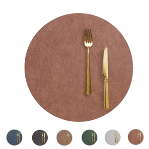 Vintage Leather Round Placemats Waterproof and Easy to Clean Durable Dining Table Protector for Home and Restaurant Use - Product Image 3