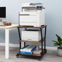 JH-Mech Brown Printer Desk Stand Tahan Lama 3-Tingkat Kapasitas 350 LBS 23.6"x 23.6"x 29.5" Rak Printer Baja Tugas Berat untuk Penyimpanan