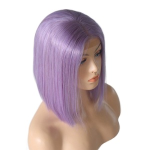 Perruque Bob Courte en Cheveux Brésiliens Cency, Grade 12A, Entièrement Nouée à la Main, Cuticules Intactes, Dentelle Frontale Transparente HD 13x4, Colorée - Product Image 1