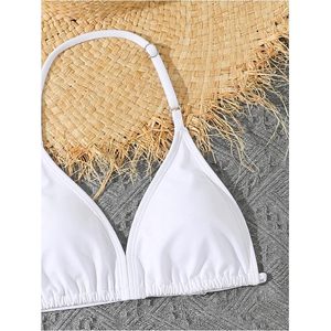Ensemble de bikini 3 pièces pour filles, haut de bikini triangle à bretelles, taille haute avec jupe de plage, maillot de bain extensible en spandex et polyester - Product Image 4