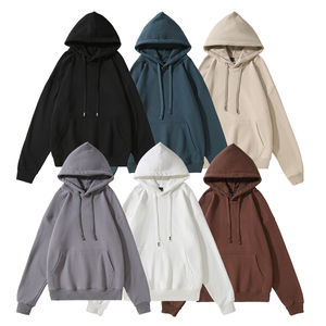 Wholesale Custom Logo Plain Blank <b>Men</b> Oversized Thick Heavyweight Cotton Cropped Boxy <b>Hoodies</b> for <b>Men</b> - Product Image 1