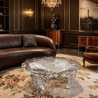 Table basse multifonctionnelle en acrylique effet glace, design racine de cristal, luxe léger, pour villas, salons, chambres, bureaux et usage domestique