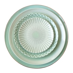 Assiettes de fête en porcelaine turque de style vintage tropical vert clair, vaisselle en céramique personnalisée en porcelaine fine - Product Image 4