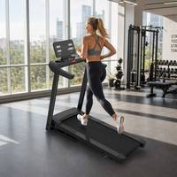Treadmill Lipat Elektrik Mesin Lari untuk Rumah dengan Layar LED Multifungsi, Treadmill Lipat untuk Kebugaran Dalam Ruangan dan Alat Jalan Kaki