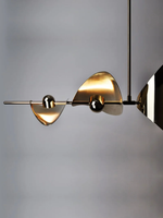 Lustre LED Géométrique Minimaliste de Luxe Nordique en Laiton, Suspension Artistique Créative pour Salle à Manger et Îlot de Cuisine