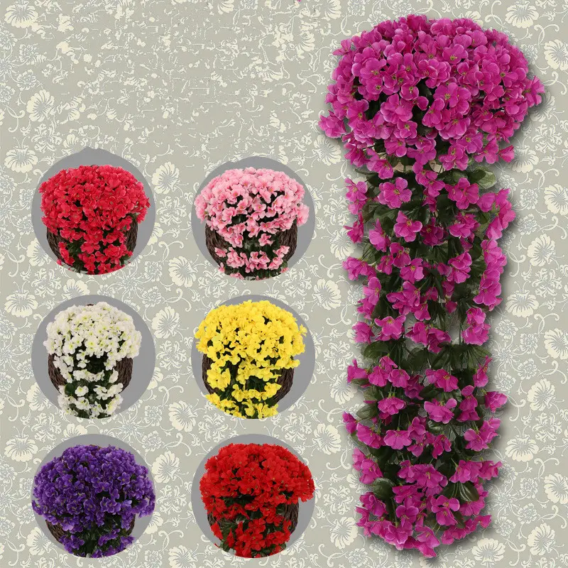 Yidda257 — guirlande de fleurs en soie violette, décoration murale de mariage, plante suspendue, hortensia, glycine, fleurs violettes artificielles